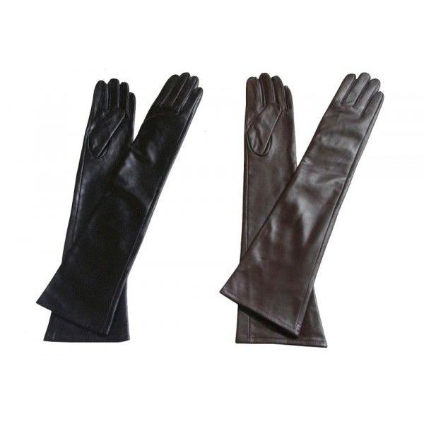 スマートフォン 全指対応！本革ラムレザーロング50cm！液晶タッチ本革ロングレディース手袋2カラー　ipad他タッチパネル対応 |  | 01