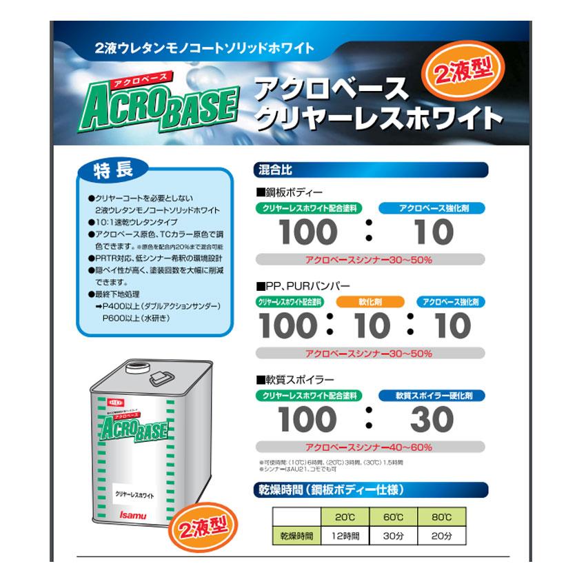 アクロベース クリヤレスホワイト16kg(イサム塗料/車両塗料
