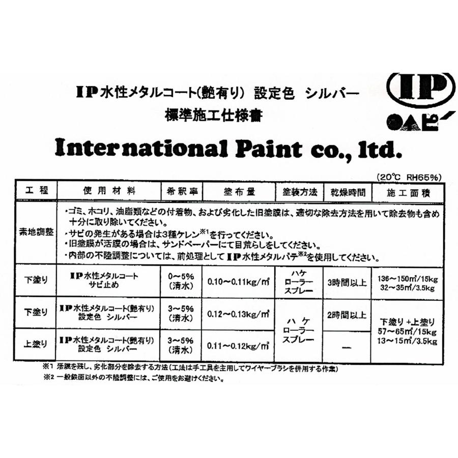 IP水性メタルコート 艶有シルバー 15kg / （インターナショナル