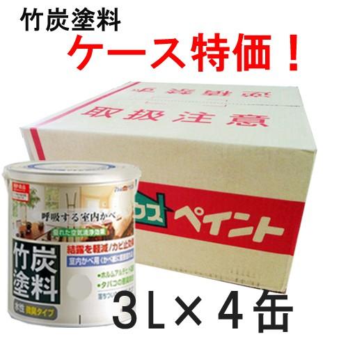 アトムハウスペイント水性竹炭塗料１ケース（3L×4缶入）