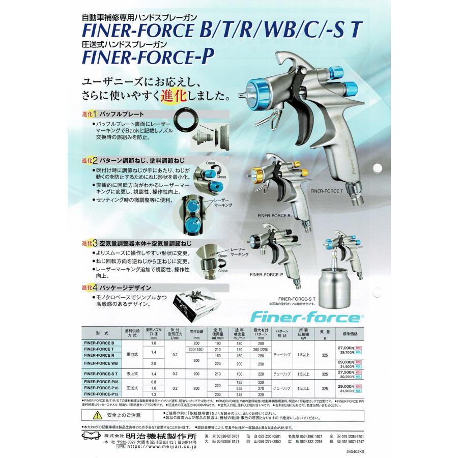 【2024年最新 進化改良型！】FINER-FORCE B スプレーガン (1.6口径)+4GF-Uステンレスカップセット   /厚膜光沢！ クリヤー、ソリッド用 / 明治機械製作所｜fine-colors｜06