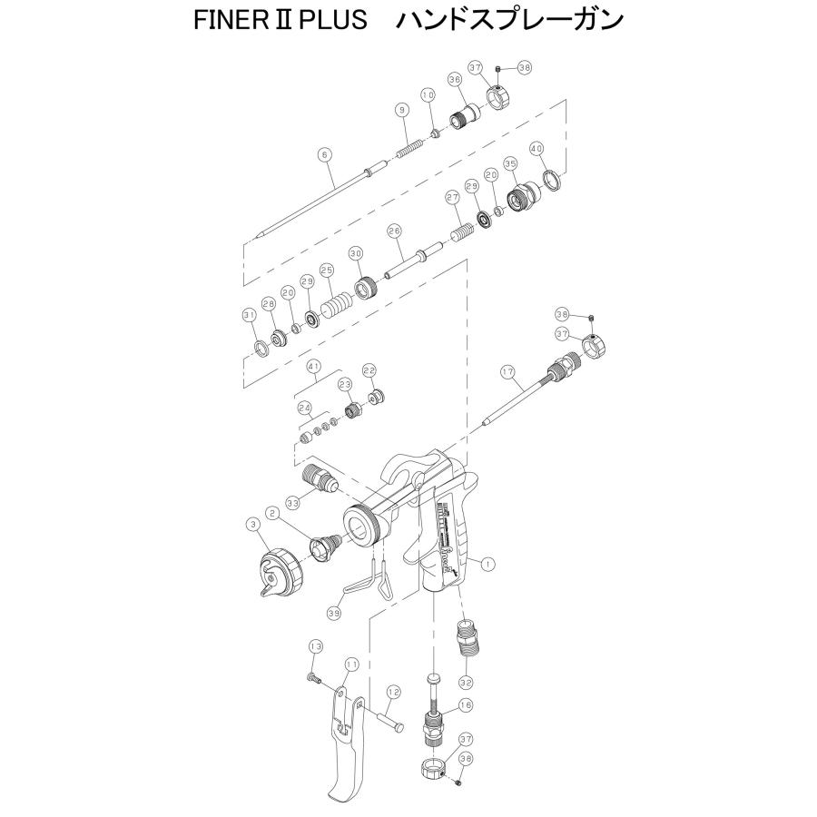 FINER 2 PLUS スプレーガン 部品No.2(塗料ノズル）419761 / 明治機械