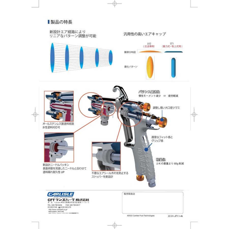 デビルビス JCK-G重力式スプレーガン+KG-400-FA フリーアングル