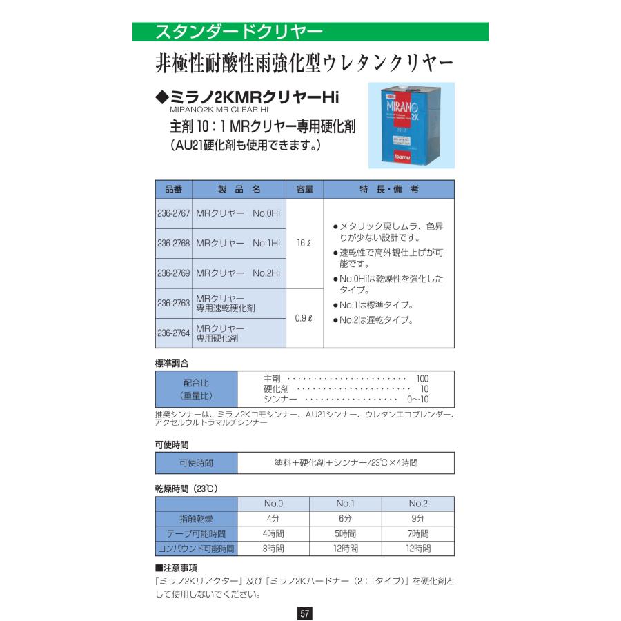 イサム塗料 MRクリヤー No.1 Hi 3.5L+AU21硬化剤350gセット / 自動車