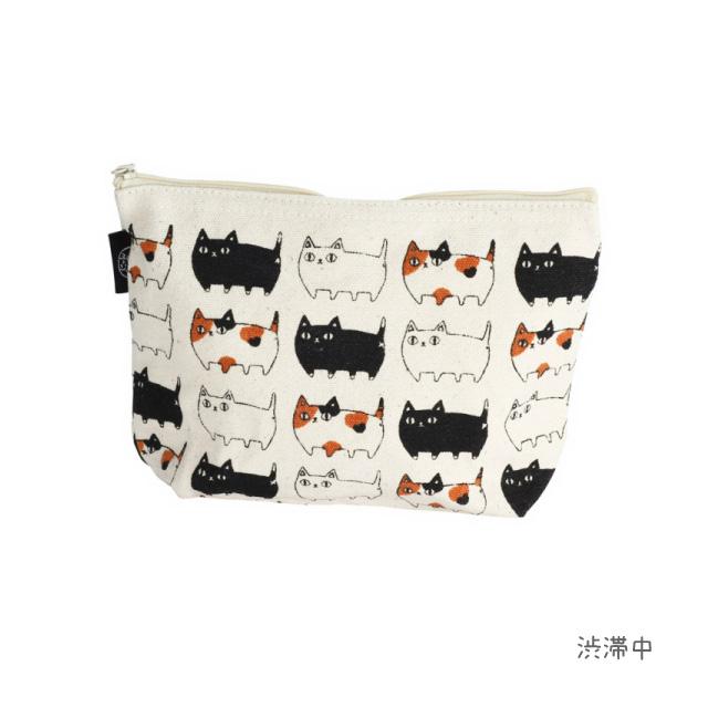 セラミック藍 にゃん屋 猫3兄弟 ポーチ : おしゃれ雑貨店 Fine Dream