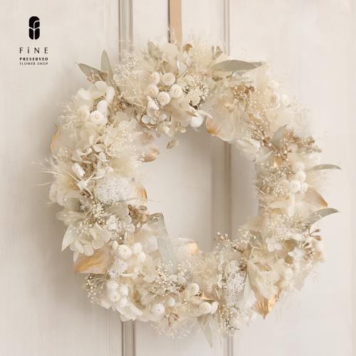 白いクリスマスリース クリスマス ホワイト リース 特大 Lサイズ 玄関 飾り プリザーブド