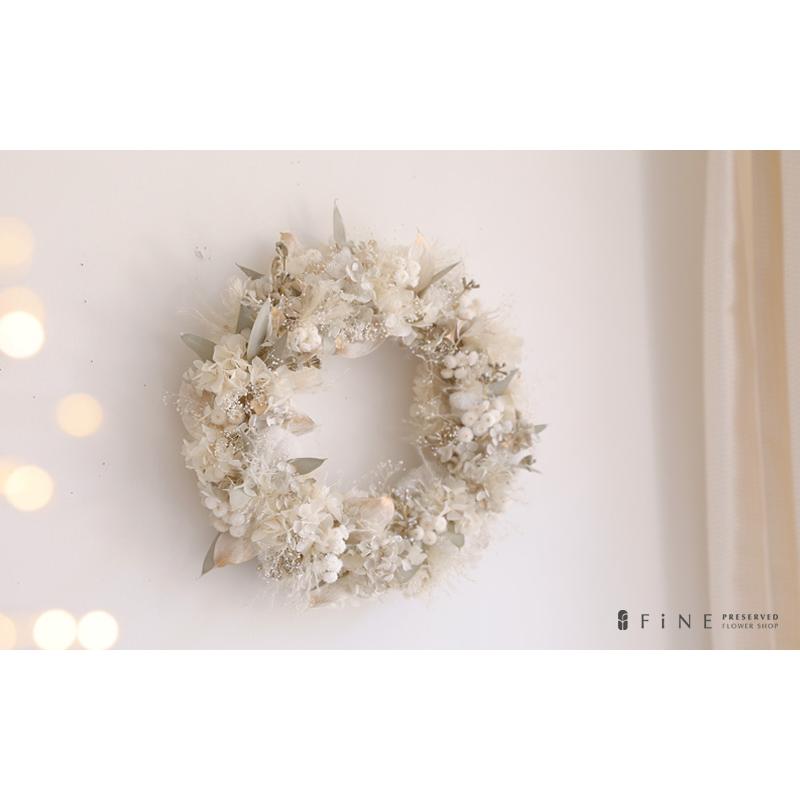 クリスマス ホワイト リース 特大 Lサイズ 玄関 飾り プリザーブド