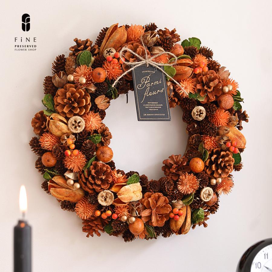 クリスマスリース　ハロウィンリース　ワイン　コットン オータム輸入リースLサイズ プレゼント ドライフラワー ハロウィン