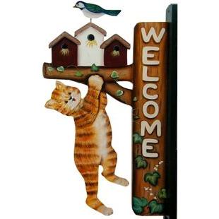 流行に トールペイント ご自分で描く 図案付白木素材 Mh 338 ぶらさがりネコのウェルカムボード 流行に Turningheadskennel Com