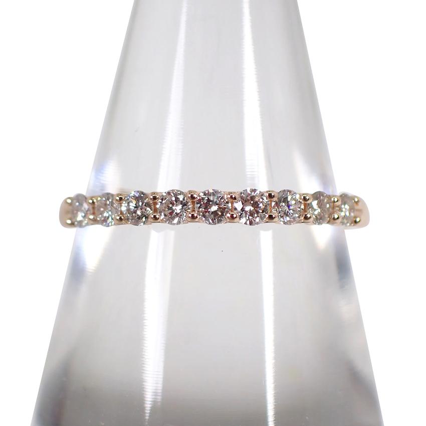 新品】K18PG ダイヤモンド ハーフエタニティ リング 11号[f3-4] : f3-4  