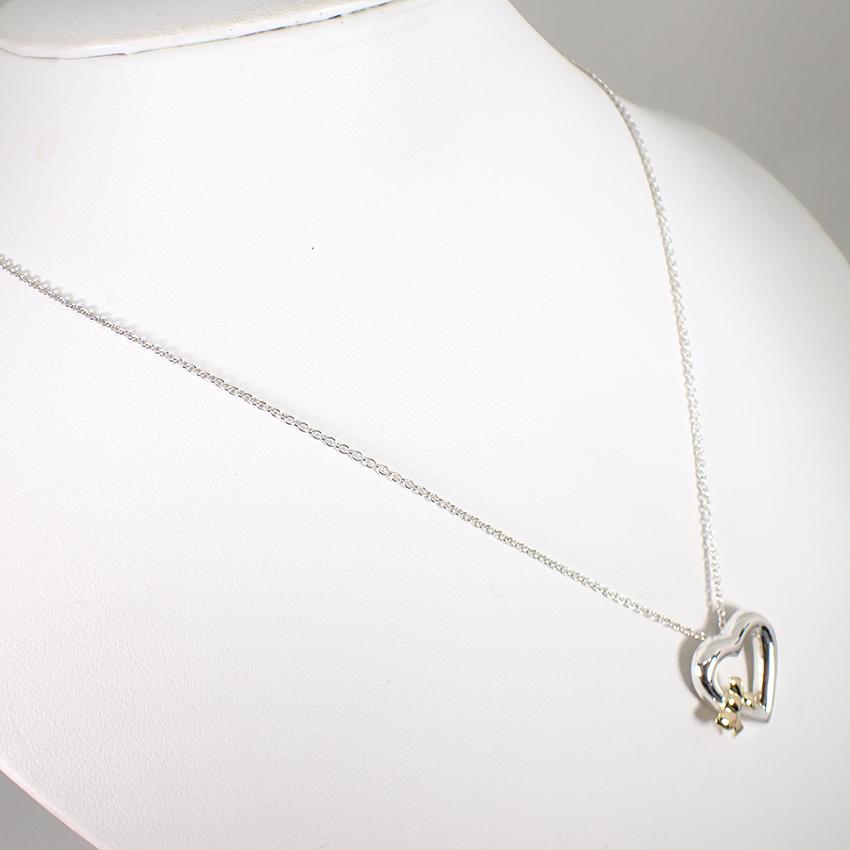 【中古】TIFFANY/ティファニー 925/750 ハートリボン ペンダント/ネックレス/j30-29_2