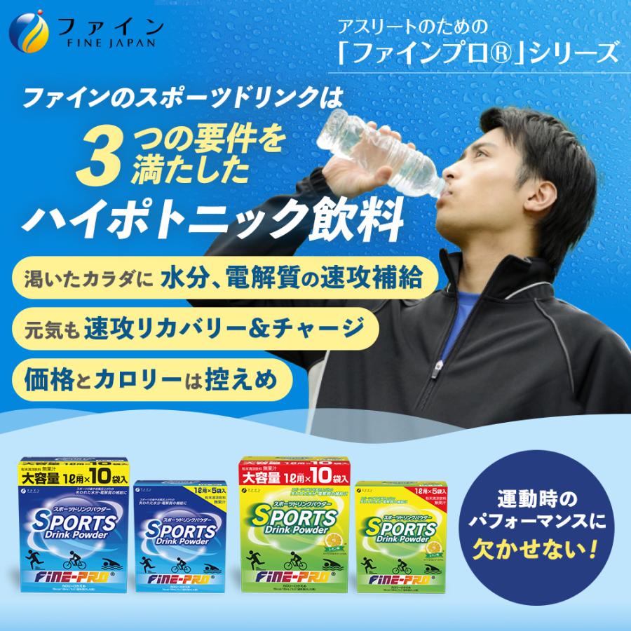 スポーツドリンク パウダー レモン 味 400g(40g×10袋) 20箱 粉末 安い 粉 1L ビタミンC 水分補給 熱中対策 運動 低カロリー カロリー 控えめ ファイン｜fine-kagaku｜02