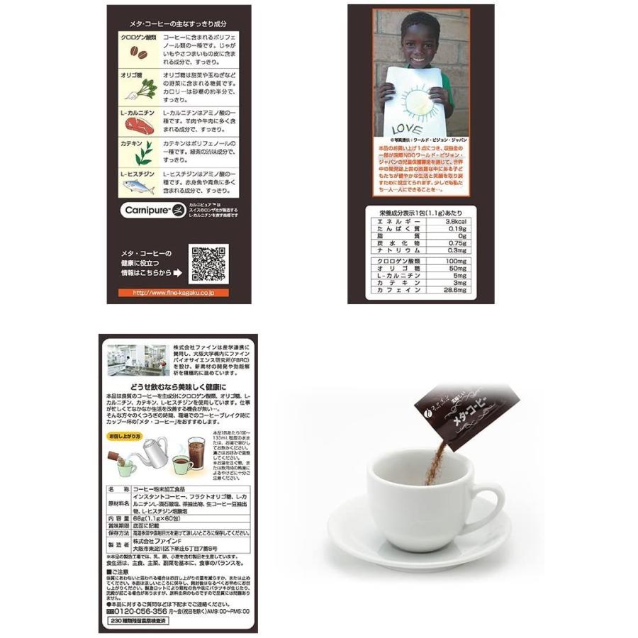 メタ ・ コーヒー 60包  クロロゲン酸 100mg オリゴ糖 50mg L- カルニチン 5mg 配合 45杯分/簡易包装 約1ヶ月半分 ダイエット ファイン｜fine-kagaku｜07