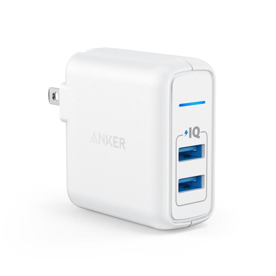 Anker ホワイト コンパクト 2ポート USB急速充電器 PSE認証済 PowerIQ 折りたたみ式 PowerPort 2 Elite 24W | 