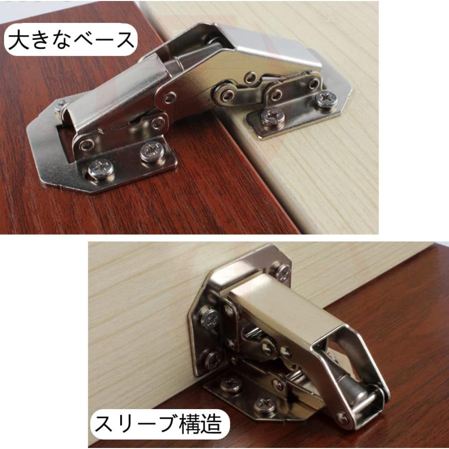 YFFSFDC ステンレス製 スライド蝶番 キャビネットヒンジ 補修 固定金具 扉 窓 家具丁番 取り付け簡単 10個セット （ネジ付き80枚） |  | 03