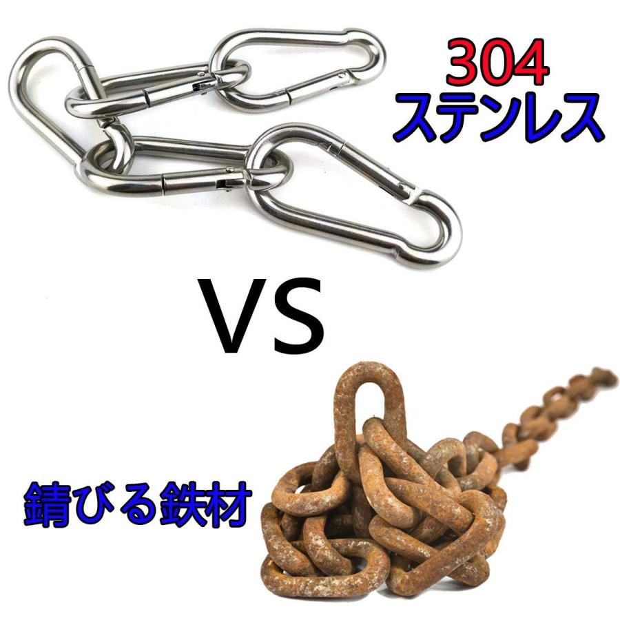 リッセイ カラビナ 304ステンレス スプリングフック キーホルダー 多機能カラビナ アウトドア トレッキング 落下防止 耐荷重 6cm 20個セット |  | 02