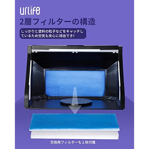 urlife 塗装ブース スプレーブース LED照明ライト 2基パワフルファン 明るさ＆風量が無段階調整可 ペインティングブース 交換用フィルタ 