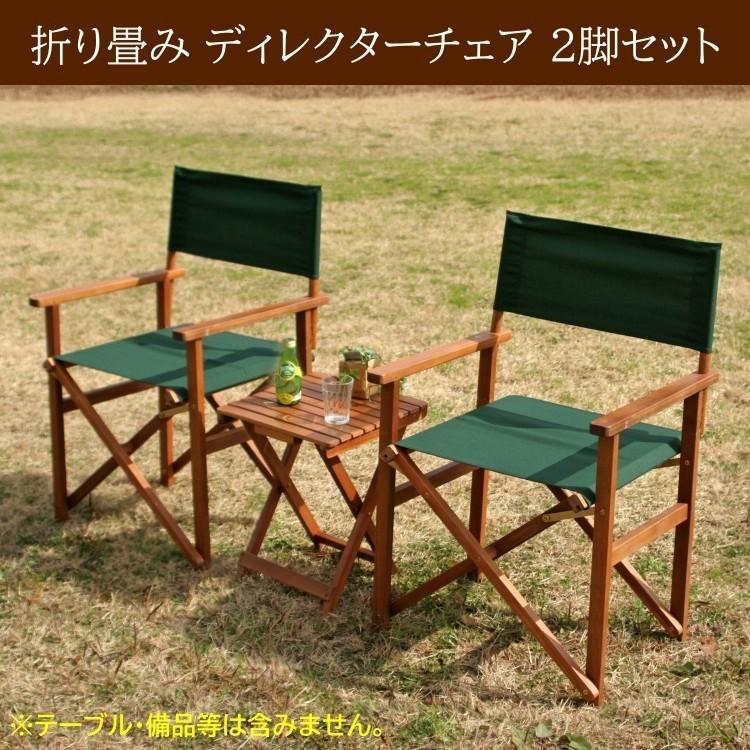 ディレクター チェア 2脚セット 折りたたみ式 ガーデンチェア 折り畳み 収納 省スペース アウトドア テラス ベランダ イス 送料無料 ※同色2脚セット