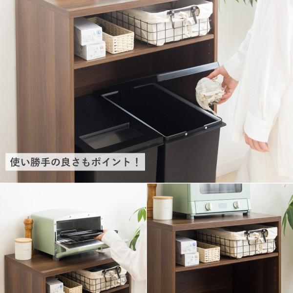 ゴミ箱上 レンジ台 ラック ロータイプ 幅60cm スリム レンジボード ダストボックス 収納 キッチン カウンター ボード 可動棚 すきま ゴミ箱 送料無料 |  | 02