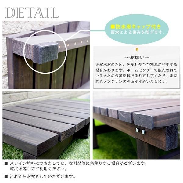 ウッドデッキ 180×58 2台連結 ステップ 3点セット 縁台 ベンチ ウッド 庭 ＤＩＹ ガーデン二ング ベランダ 縁側 ガーデン テラス バルコニー 送料無料_7