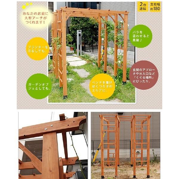 パーゴラ アーチ 190 2台組 （埋め込み金具セット） 天然 木製 フェンス 仕切り 花壇 フラワー ガーデニング ガーデン テラス 庭 造園 送料無料_5