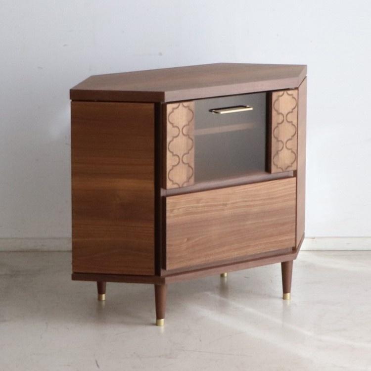 デザイン コーナー ローボード テレビ台 幅90cm モロッカン柄 キャビネット 引き出し フラップ 扉 収納 リビング ボード インテリア 家具 ゼリージュ 送料無料 ウレタン塗装