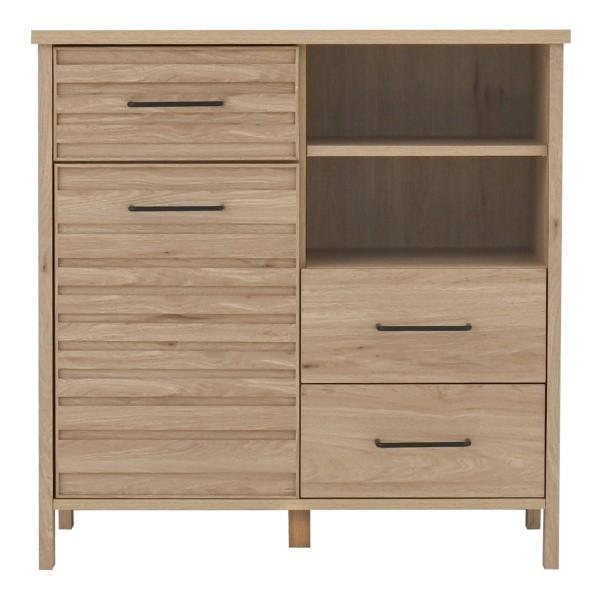 木目調 リビング ボード 幅88.6cm 脚付 ミドルボード ラック 引き出し 扉 オープン 棚 収納 コード穴付 ディスプレイ デザイン キャビネット シェルフ 送料無料 |  | 07