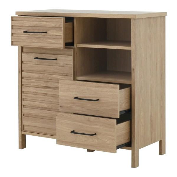 木目調 リビング ボード 幅88.6cm 脚付 ミドルボード ラック 引き出し 扉 オープン 棚 収納 コード穴付 ディスプレイ デザイン キャビネット シェルフ 送料無料 |  | 09