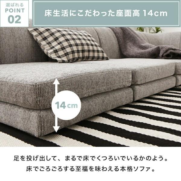 フロア コーナー ソファ 4点 セット 1Px3+コーナー 座面高14cm