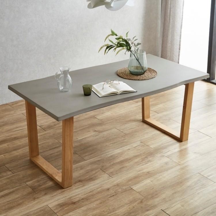 コンクリート調 ダイニングテーブル 単品 幅160cm 木脚 コンクリート柄 デザイン テーブル キッチン 食卓 インテリア 家具 送料無料 ※テーブル単品_1