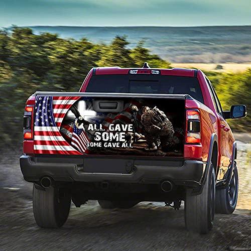 純正・新品 FLAGWIX Truck Decals-All Gave Some. Some Gave All. U.S. Veteran Truck Tailgate デカールステッカー ラップ THH3386TD， 58インチ x 24インチ バンパース