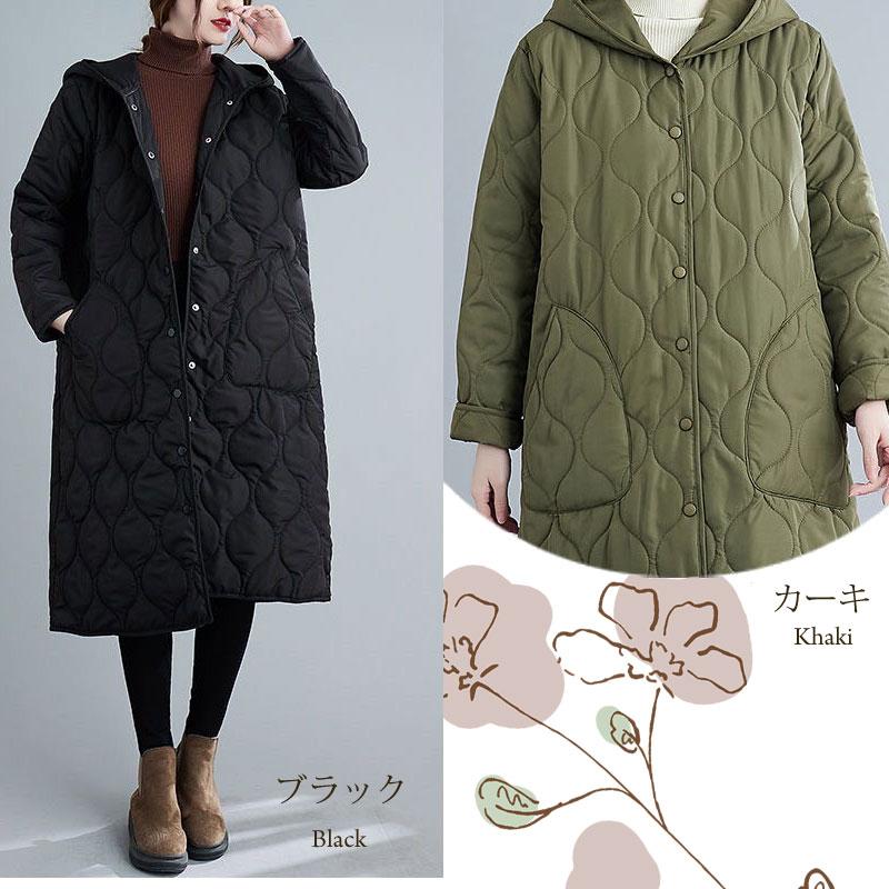 キルティングコート レディース 冬 フード付き コート 綿服 アウター