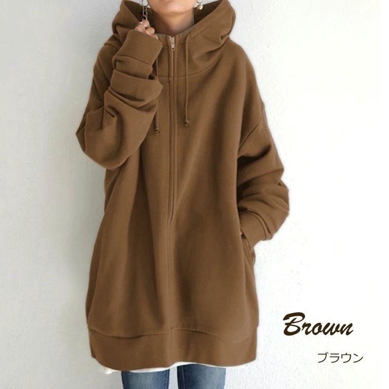 ロング パーカー 裏起毛 レディース トップス フリース 薄手