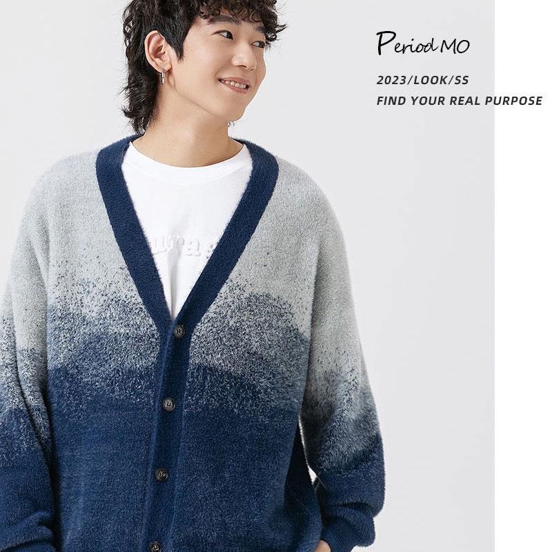 グラデーション カーディガン メンズ トップス もこもこ