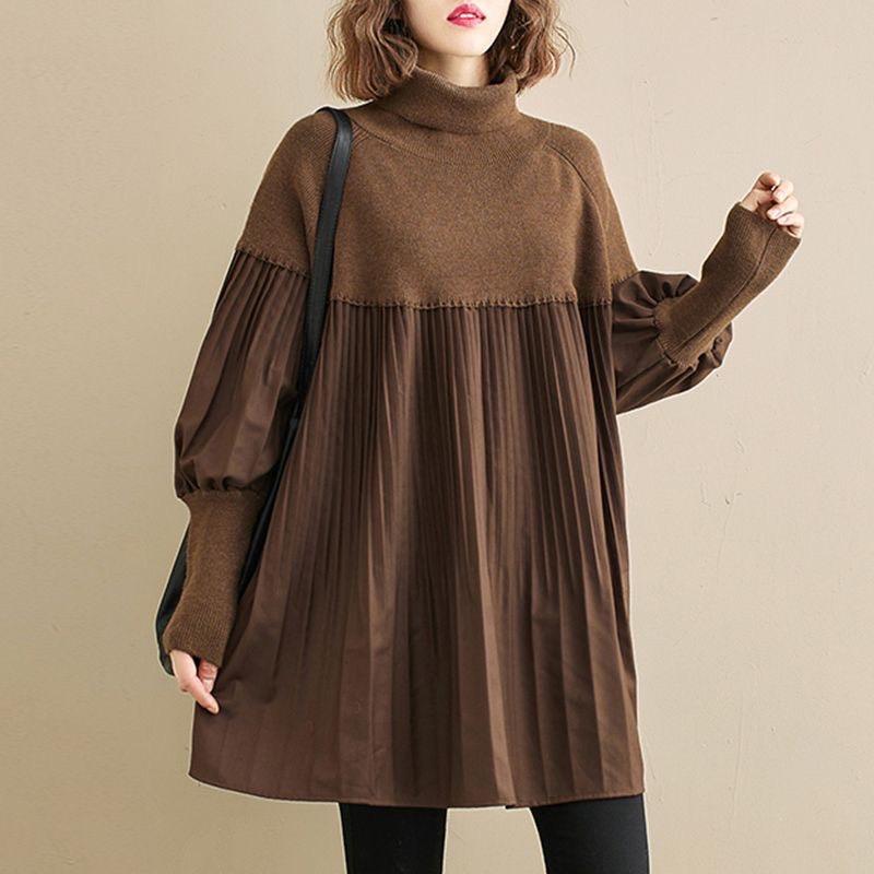 プリーツプリーズ　7分袖　チュニック O.W.Nフロントプリーツチュニック | soulberry