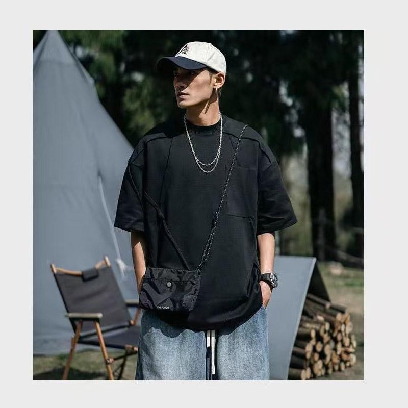 メンズTシャツ デザイン パッチワーク風 切り替え シャツ 半袖