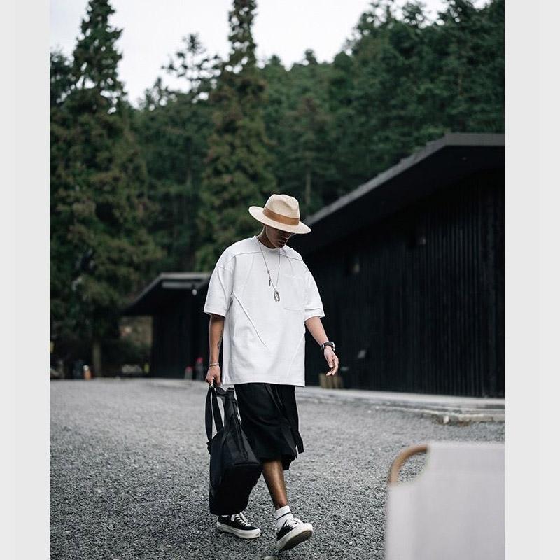 メンズTシャツ デザイン パッチワーク風 切り替え シャツ 半袖