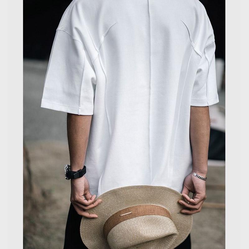 メンズTシャツ デザイン パッチワーク風 切り替え シャツ 半袖