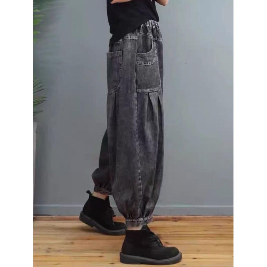 SALE 3990→3700円】 アンクル丈 バルーン ワイド デニム パンツ