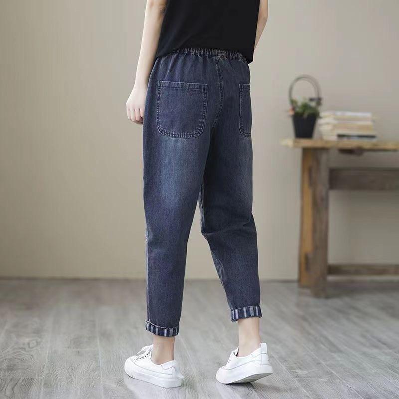 クーポンで200円OFF サルエル デニムパンツ デザイン アンクル丈 股上