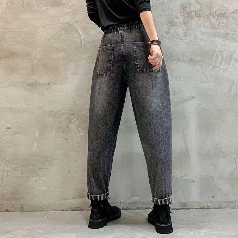 クーポンで200円OFF サルエル デニムパンツ デザイン アンクル丈 股上