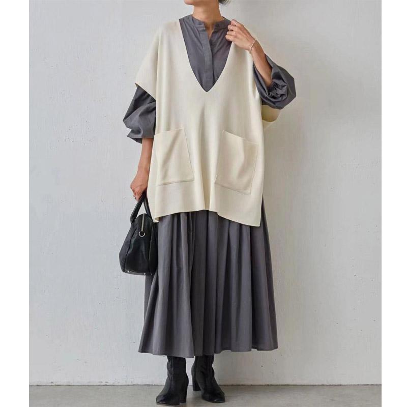 ギャザーワンピース ロングシャツワンピース コットン レディース 長袖