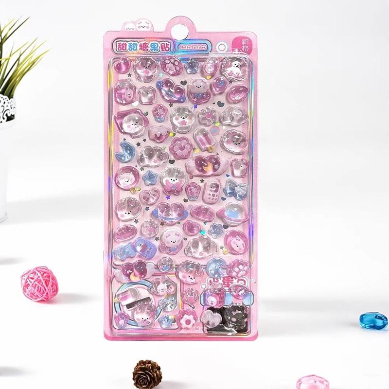 ぷくぷく 立体 シール 4枚 セット かわいい ぷっくり キラキラ 交換