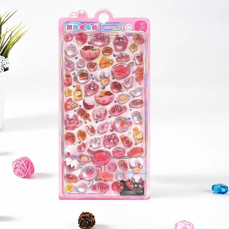 ぷくぷく 立体 シール 4枚 セット かわいい ぷっくり キラキラ 交換