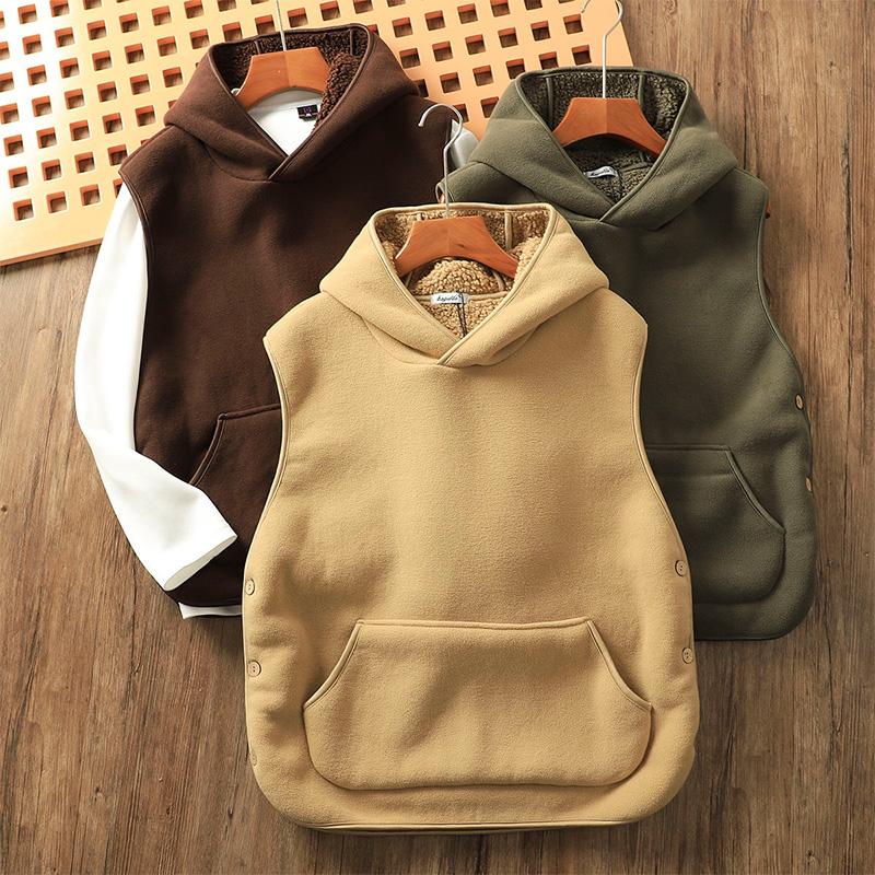 裏起毛ベスト 裏ボア 秋冬 ベスト フード付き フード無し プルオーバー