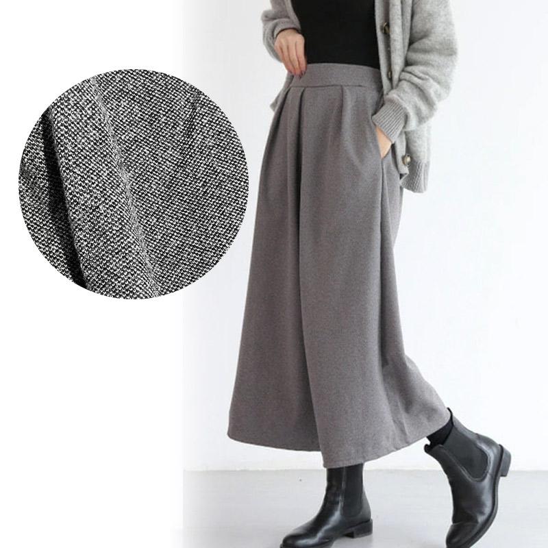 ワイドパンツ レディース 秋冬 暖かい アンクルパンツ タック加工