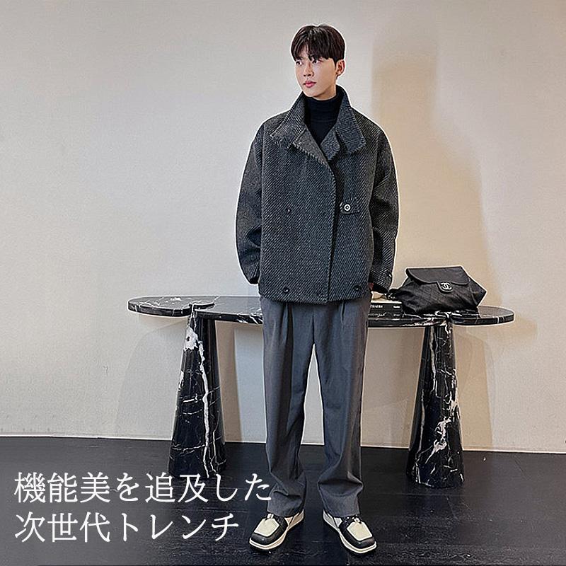 ショート トレンチコート メンズ アウター ショート丈 防寒 ステン