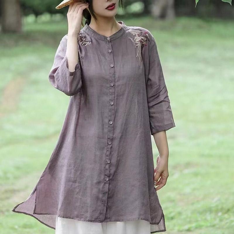 TODAYFUL 刺繍ブラウス 長袖 レディース ロング丈 7分袖ブラウス シアー 羽織り 刺繍トップス