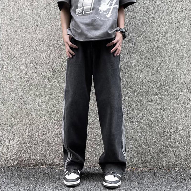 サイド ストライプ デニム パンツ メンズ 大きいサイズ ワイド
