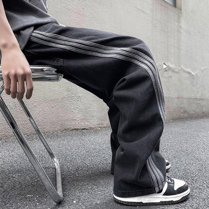 サイド ストライプ デニム パンツ メンズ 大きいサイズ ワイド